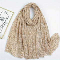 Hot Stamping Floral Scarf Boho Frayed Edge Shawl