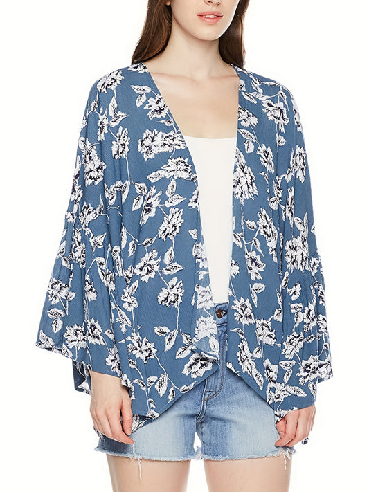 Floral Print Beach Cover Up Kimono Cardigan Women's Swimwear