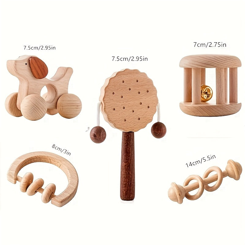 Wooden Rattle Grab Toy for Infants & Toddlers