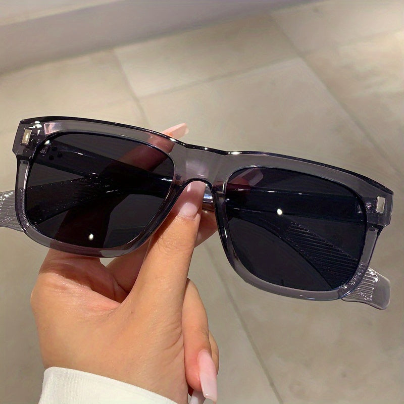 Retro Square Sunglasses Rivet Jelly Gradient UV400 Sun Shades