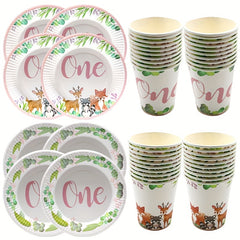 Wild One Jungle Animal 1st Birthday Set for Girls