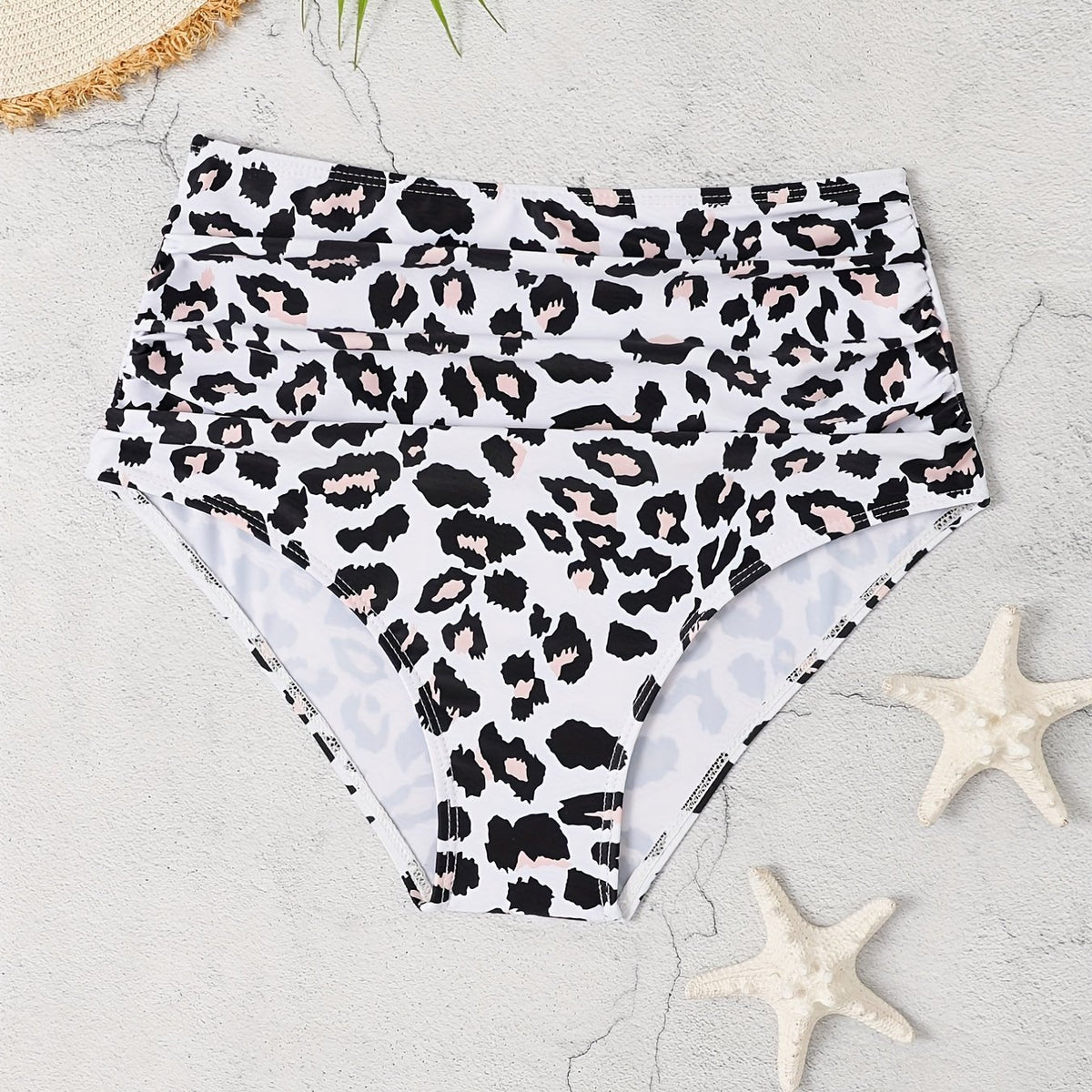 Leopard Print High Stretch Bikini Bottom High Waist Sexy Style Beachwear