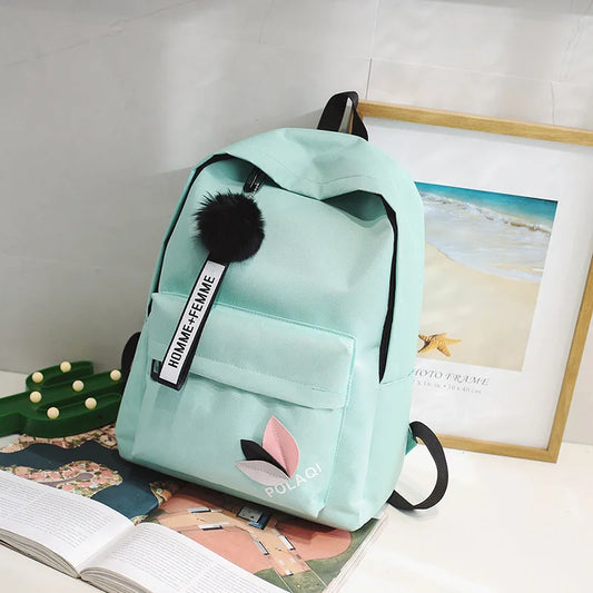 Green School Bag for Teenage Girls College Wind Student Bookbag