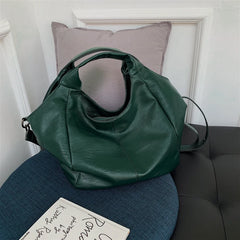 Green Women Shopper Tote Large Capacity Soft Leather Messenger Handbag