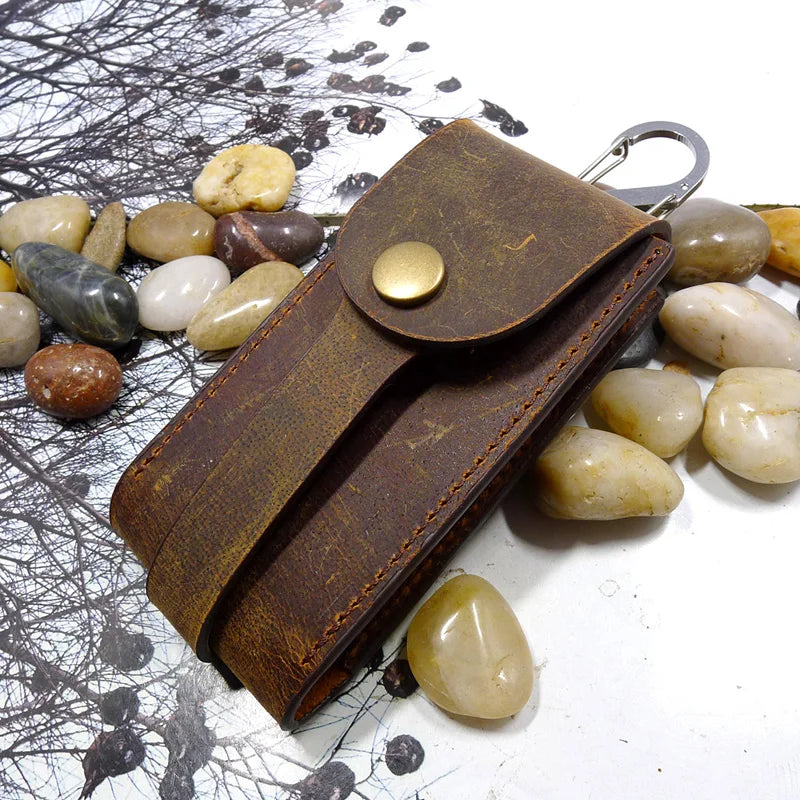 Leather Car Key Case Drawstring Key Organizer