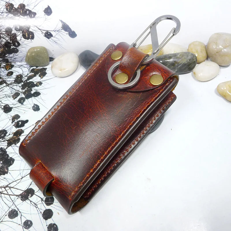 Leather Car Key Case Drawstring Key Organizer