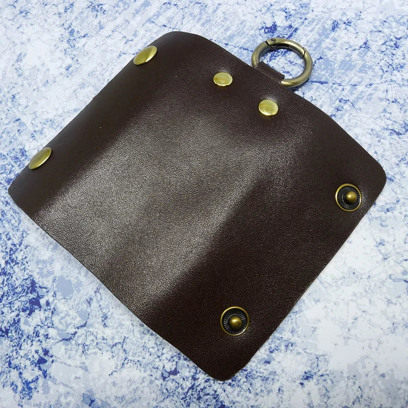 Mini Key Organizer Leather Small Key Holder Portable Key Pouch