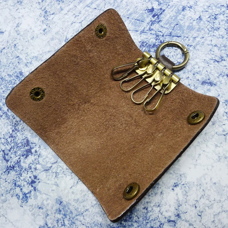 Mini Key Organizer Leather Small Key Holder Portable Key Pouch