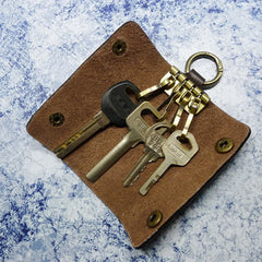 Mini Key Organizer Leather Small Key Holder Portable Key Pouch