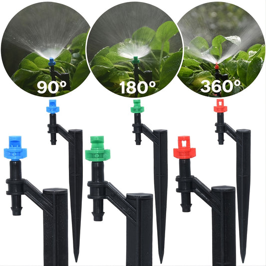 20pcs 90 180 360 Degree Misting Nozzle Stake 1 4'' Barb Garden Irrigation