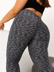  Sporty Leggings Women's Plus Solid Jacquard Elastic Hip Lifting