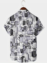 Men's Geometric Pattern Camp Collar Hawaiian Shirt