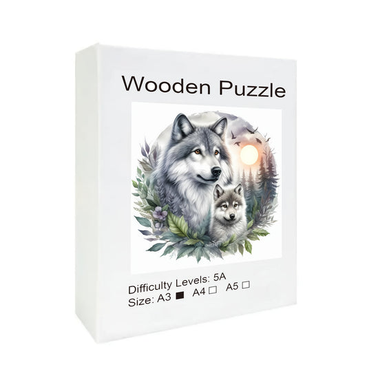 Expert Wolf Wooden Puzzle for Adults Unique Irregular Circular Pieces