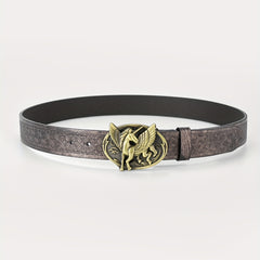 Men's Winged Horse Belt PU Floral Casual Jeans Western Cowboy Waist Strap