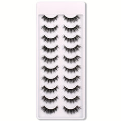 10 Pairs 3D Cat Eye False Eyelashes Faux Mink Lashes Fluffy Strip