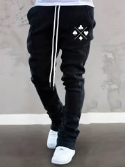 Graphic Pattern Slim Fit Flared Joggers Men's Casual Pants