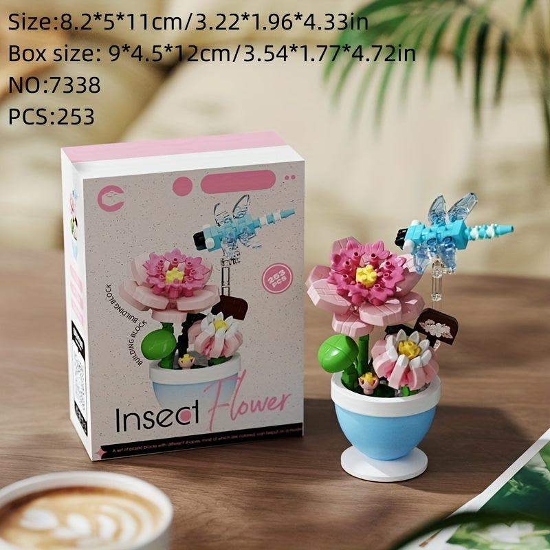 Artificial Flower Building Block Potted Plant Succulent Puzzle Toy