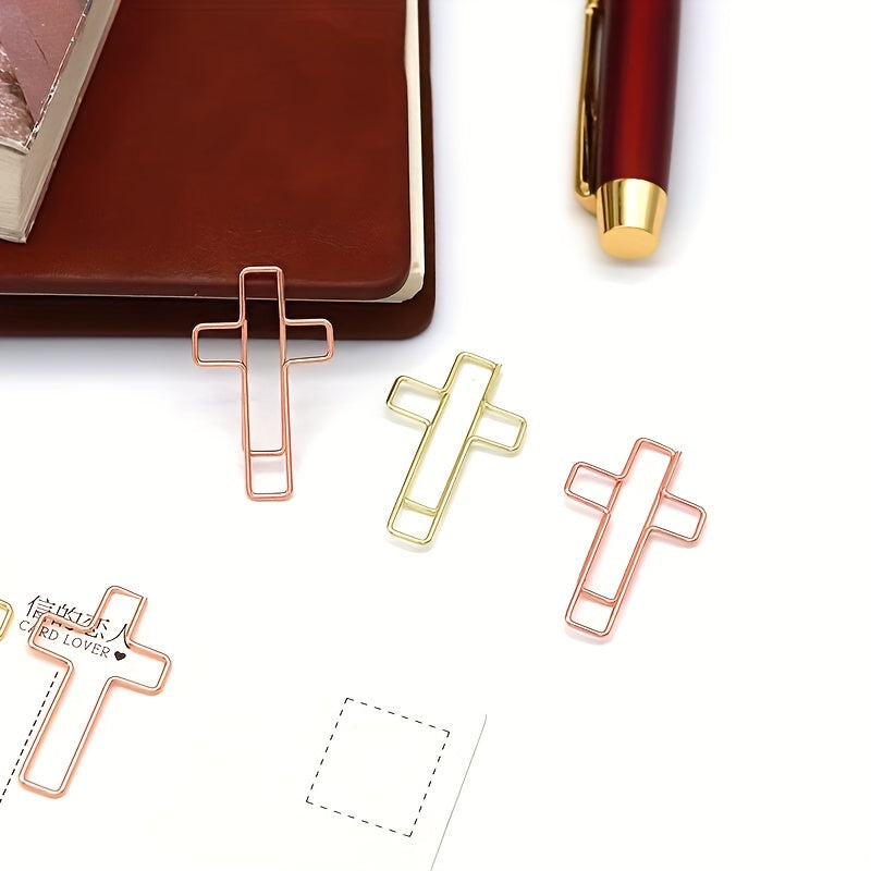 10pcs Cross Shaped Paper Clip Bookmark Binder Office Accessories