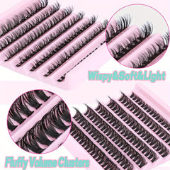 50P DIY Lash Clusters 140pcs D Curling Lash Extension Fluffy False Eyelashes