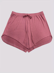  Solid Ribbed Knit Tie Front Shorts
