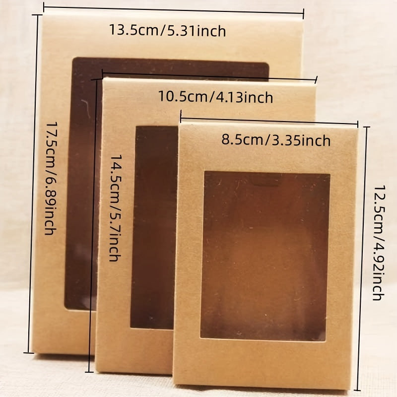 10pcs Paper Gift Boxes with Windows for Weddings, Parties & Home Decor