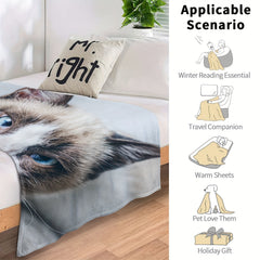 Creative Cat Blanket Fluffy Flannel Soft Lightweight Blanket for Sofa Bed Couch