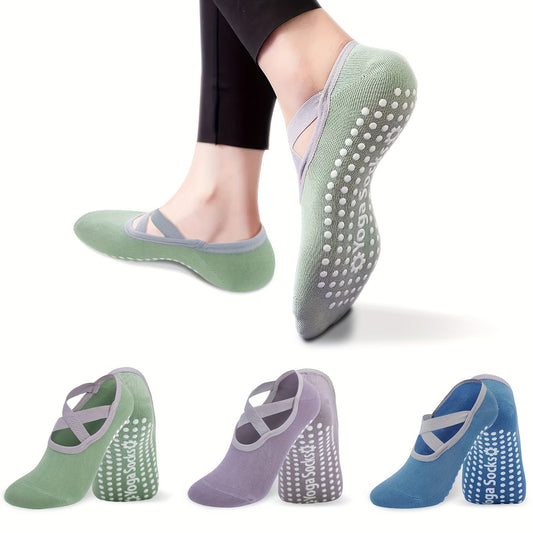 3 Pairs Non Slip Sports Socks for Yoga Pilates Ballet
