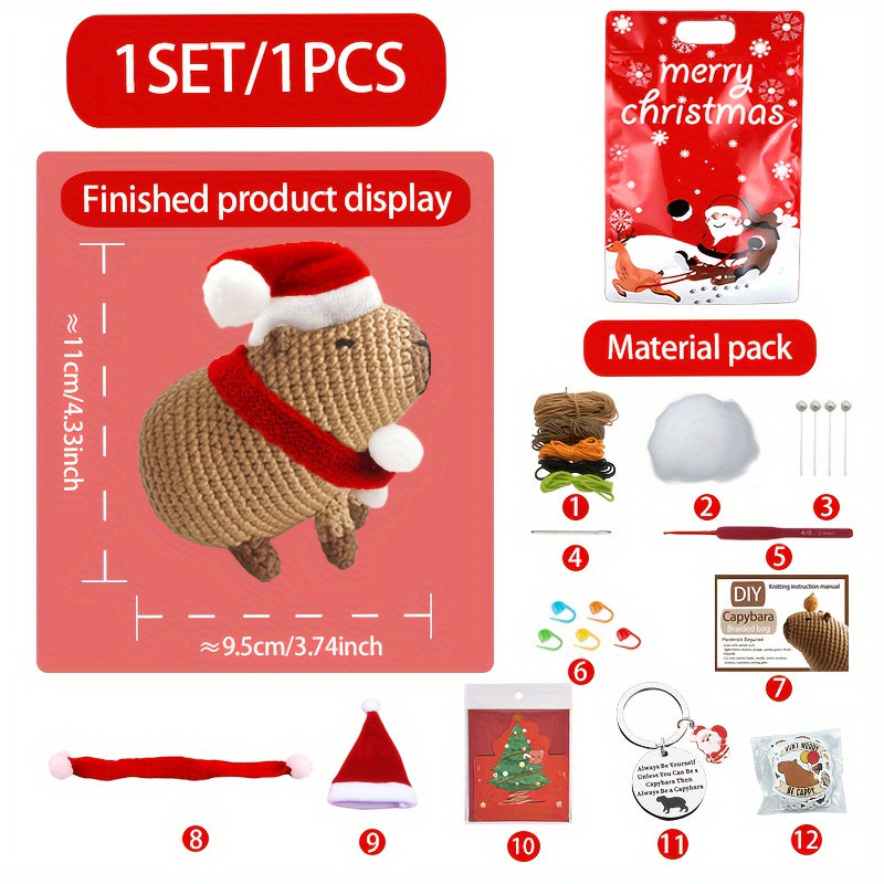 Christmas Capybara Crochet Kit - Animal Knitting Material Package