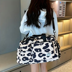 Cow Print Travel Tote Bag Waterproof Duffel with Dry/Wet Compartment