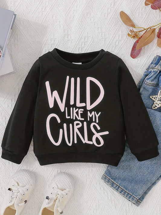 Letter Print Sweatshirt Toddler Baby Girls Pullover Top