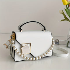 Women's Square Handbag Faux Pearl Chain Crossbody Bag