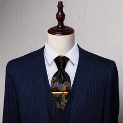 Paisley Silk Tie Set For Men Wedding Neck Tie Clips Men's Gift