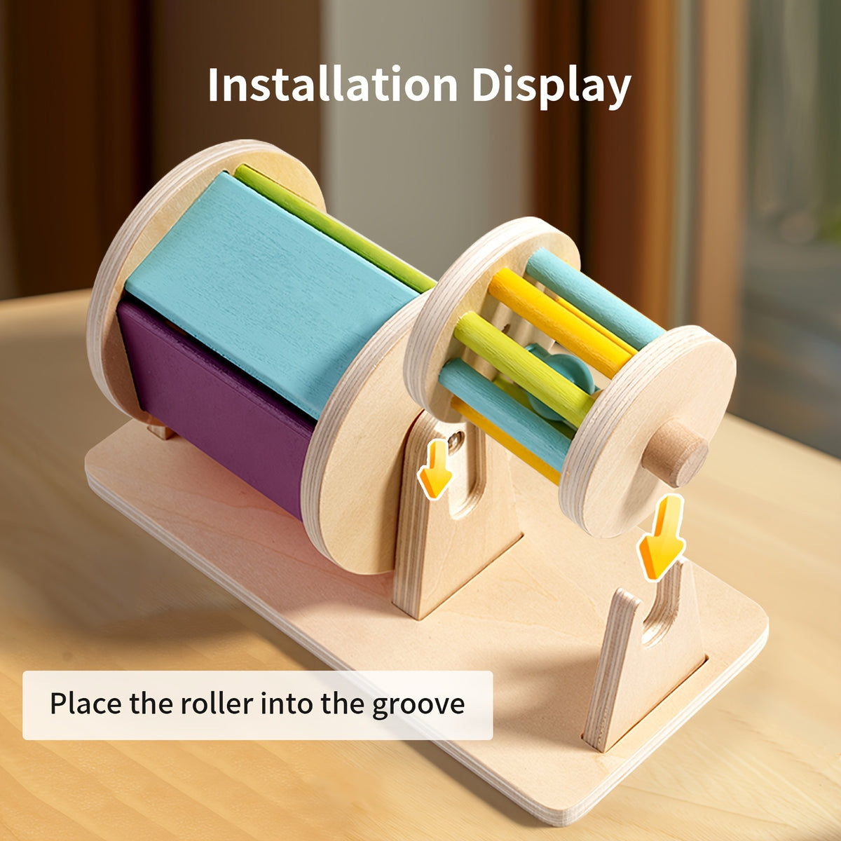 Wooden Textile Drum Toy for Recognition Sensory Focus Hand Eye Coordination