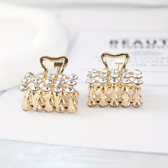 4pcs Mini Rhinestone Hair Claw Set Square Rectangular Hair Clip Accessories