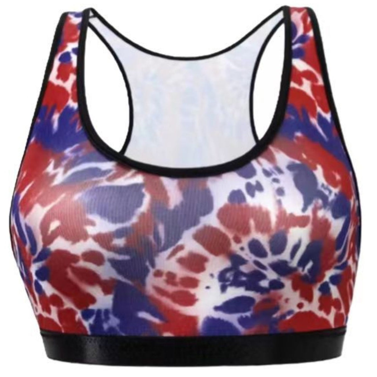 Women's Plus Tie Dye Floral Print Racer Back Tank Bra
