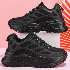 Knit Casual Sports Sneakers Thick Sole Running Shoes Women's Footwear