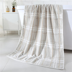 Plaid Pattern Bath Towel Cotton Soft Absorbent Large Beach Towel