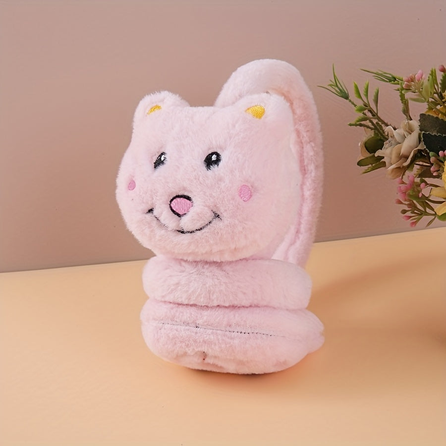 Winter Ear Warmers Cartoon Bear Hand Wash Knit Fabric