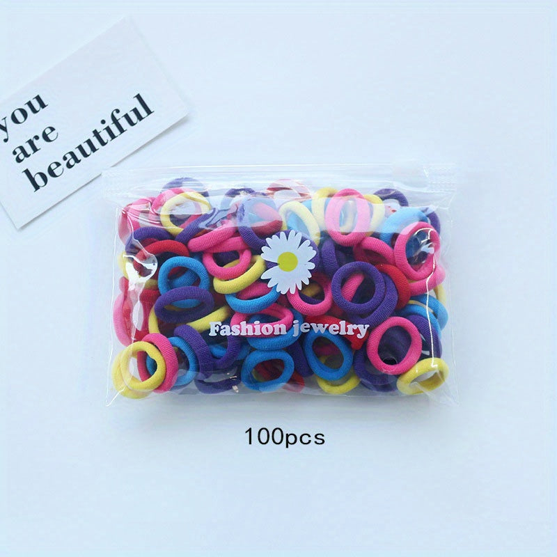 100pcs Cartoon Colorful Hair Ties, Holiday Gift for Girls