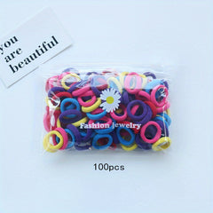 100pcs Cartoon Colorful Hair Ties, Holiday Gift for Girls