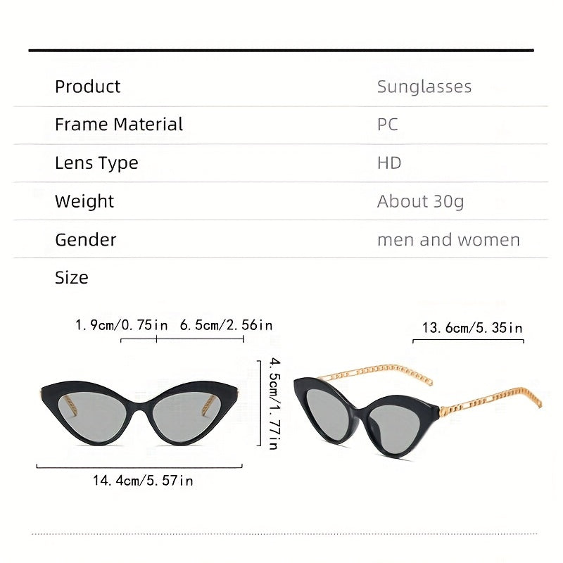 Cat Eye Sunglasses Metal Chain Charm Anti Glare UV400
