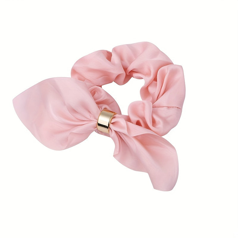 Satin Rabbit Ear Scrunchie Hair Tie Leather Band