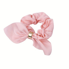 Satin Rabbit Ear Scrunchie Hair Tie Leather Band