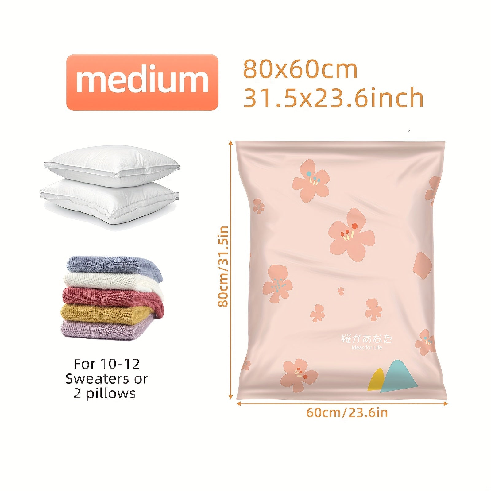 6pcs Vacuum Compression Storage Bag Sealed Organizer for Clothes Blankets