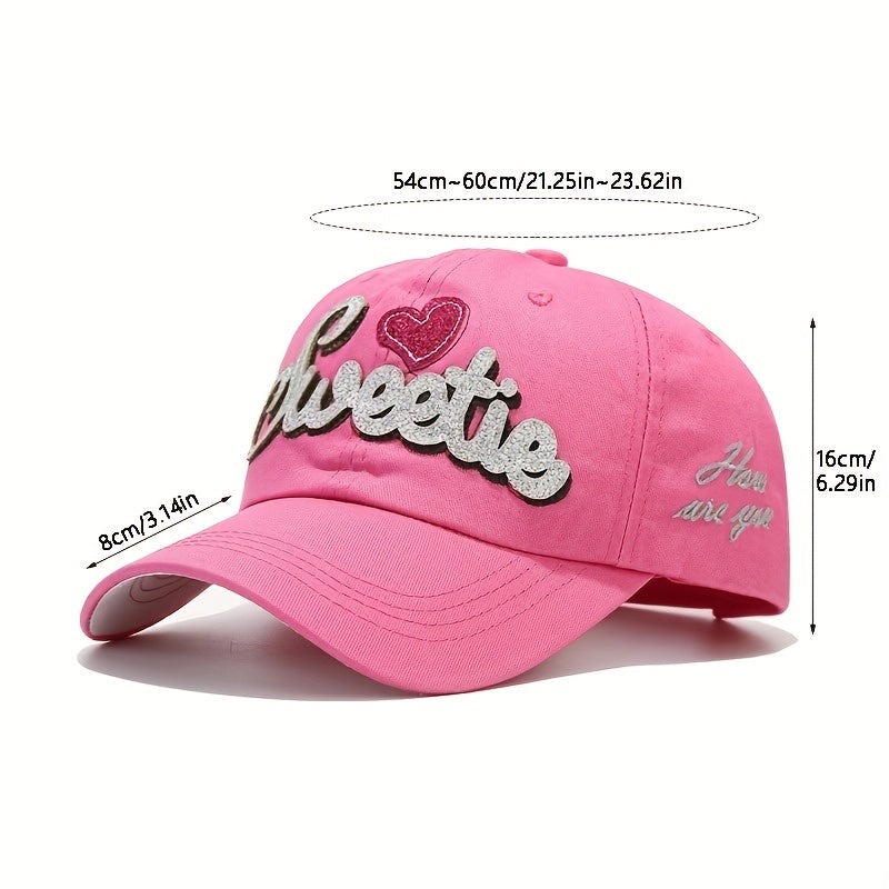 Y2K SWEET Patch Baseball Cap Cartoon Heart Sunshade Dad Hat