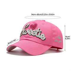 Y2K SWEET Patch Baseball Cap Cartoon Heart Sunshade Dad Hat