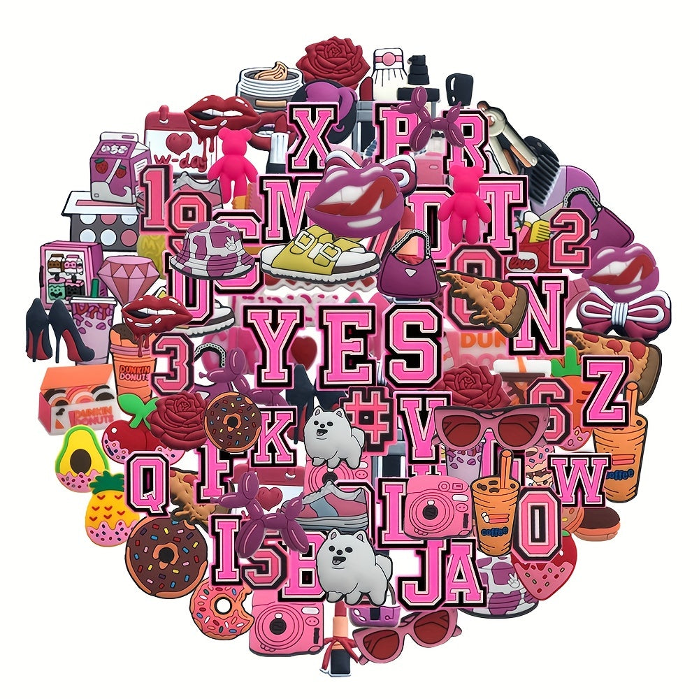 100PCS Pink Charms for Shoes Decoration DIY Accessories Kids Women