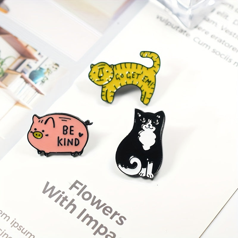 Animal Brooch Pig Cat Tiger Badge Bags Clothes Accessories For Men