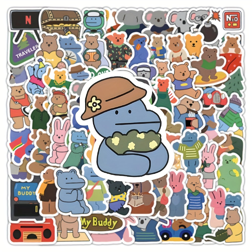100pcs Bear Cartoon Stickers for Diaries Laptops Water Bottles