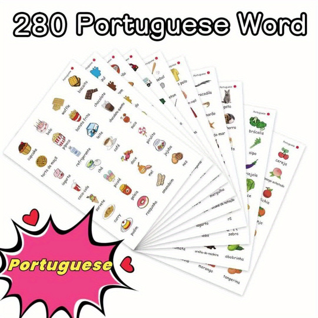 Kids Portuguese Vocabulary Stickers - Colorful Illustrations - Fun Learning